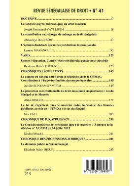 REVUE SENEGALAISE DE DROIT...